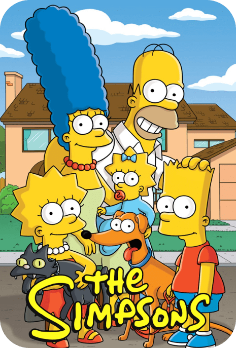 The poster of The Simpsons, showing the Simpson family in front of their house